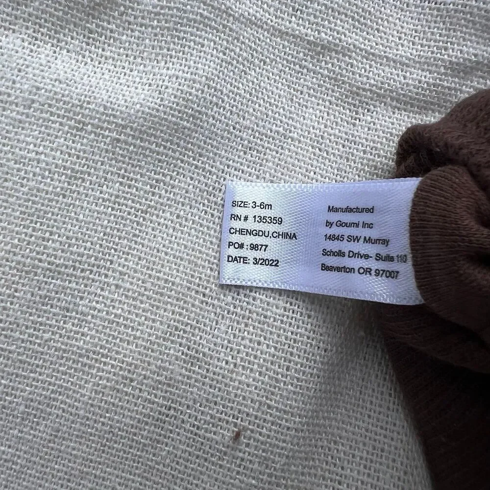 NEW Goumi Kids Hide Knit Baby Mitts 3-6 mo Organic Cotton Brown Fall Gloves